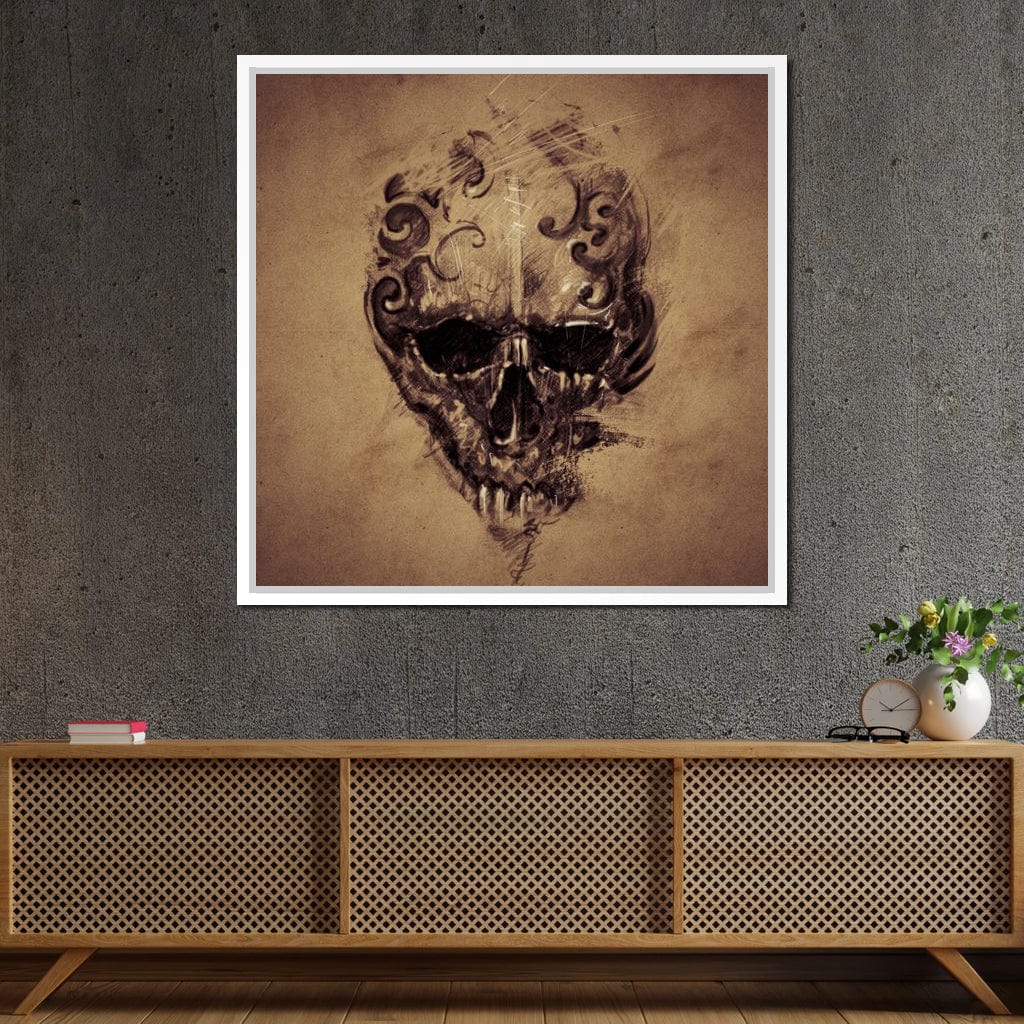 Skull Sketch Canvas Wall Art