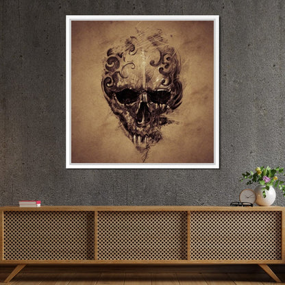 Skull Sketch Canvas Wall Art