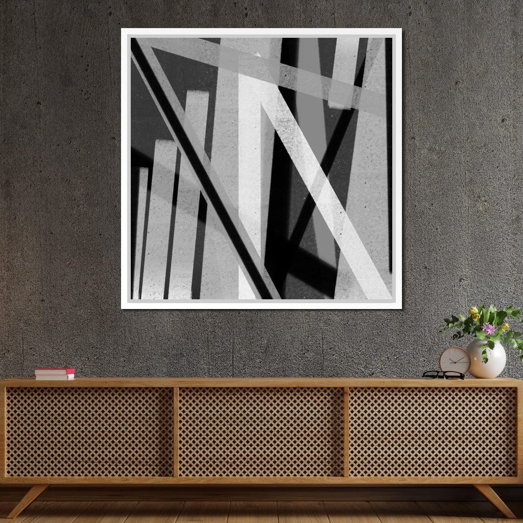 Black & White Lines v2 Canvas Wall Art