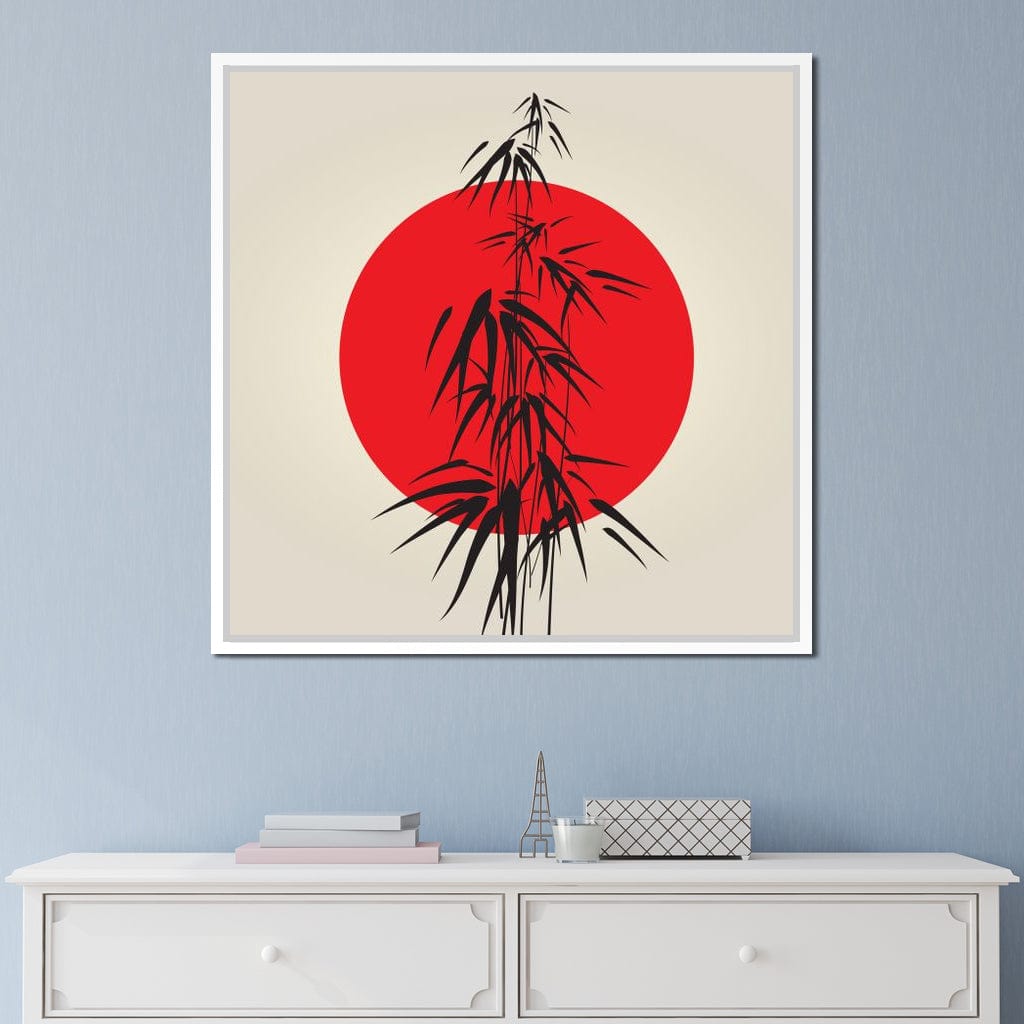 Red and Black Bamboo Canvas Wall Art