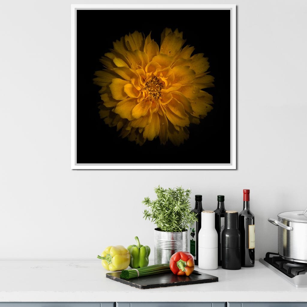 Orange Background Flowers Canvas Wall Art