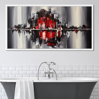 Red Black & Grey Skyline Canvas Wall Art
