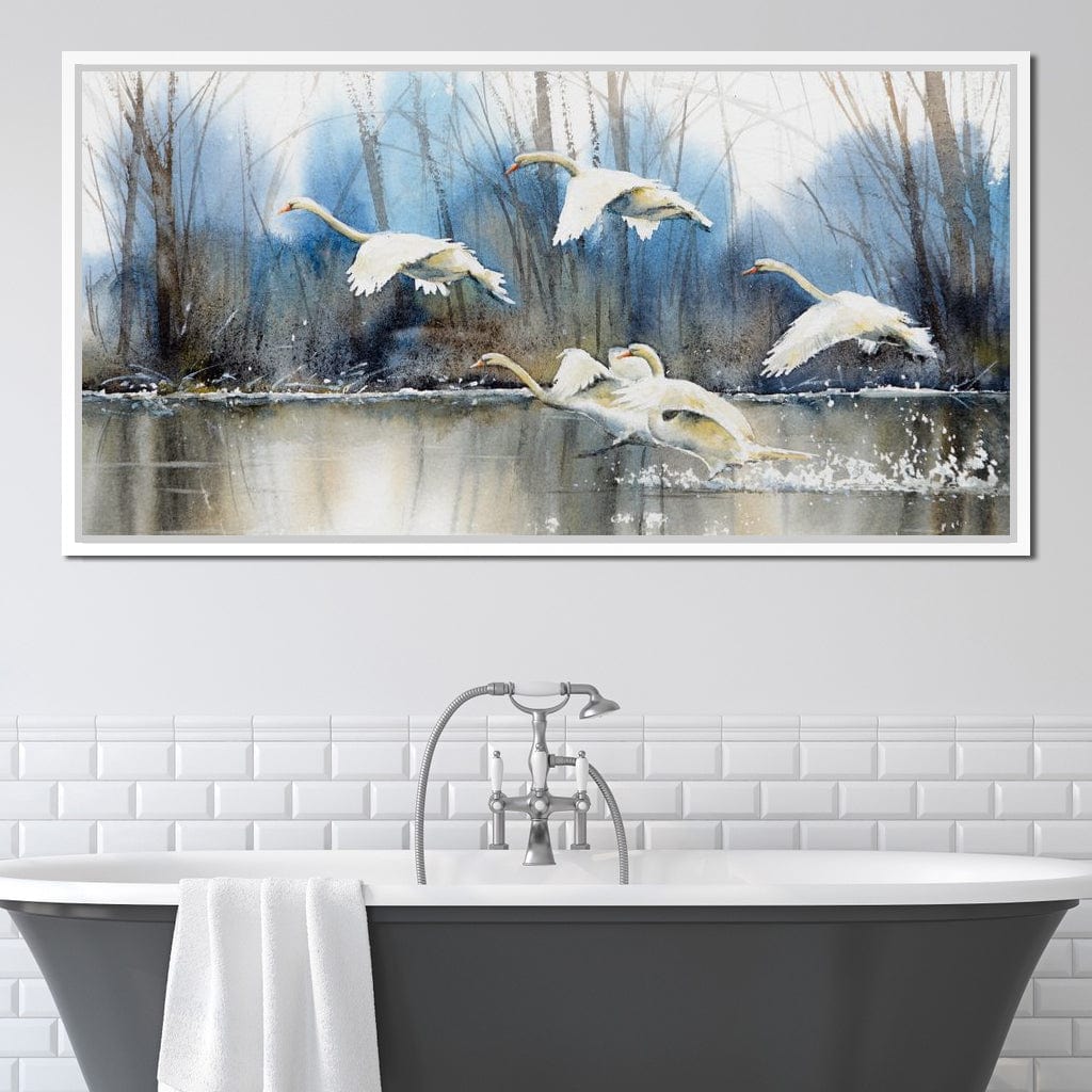 White Swans Canvas Wall Art