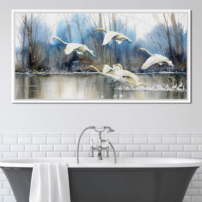 White Swans Canvas Wall Art