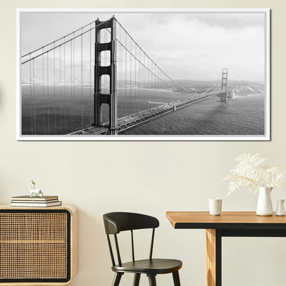 Golden Gate Bridge in Black & White Canvas Wall Art