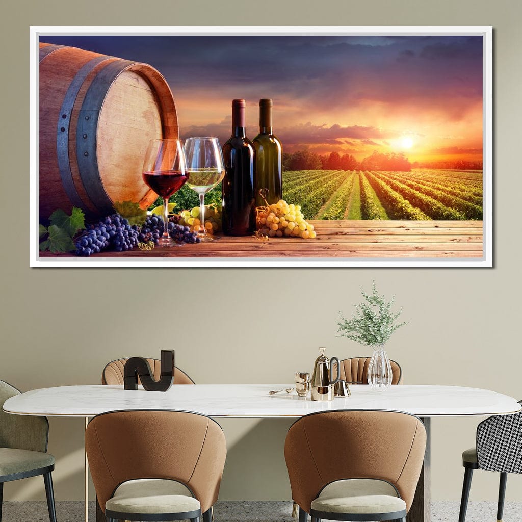 Wine Valley Sunset Canvas Wall Art