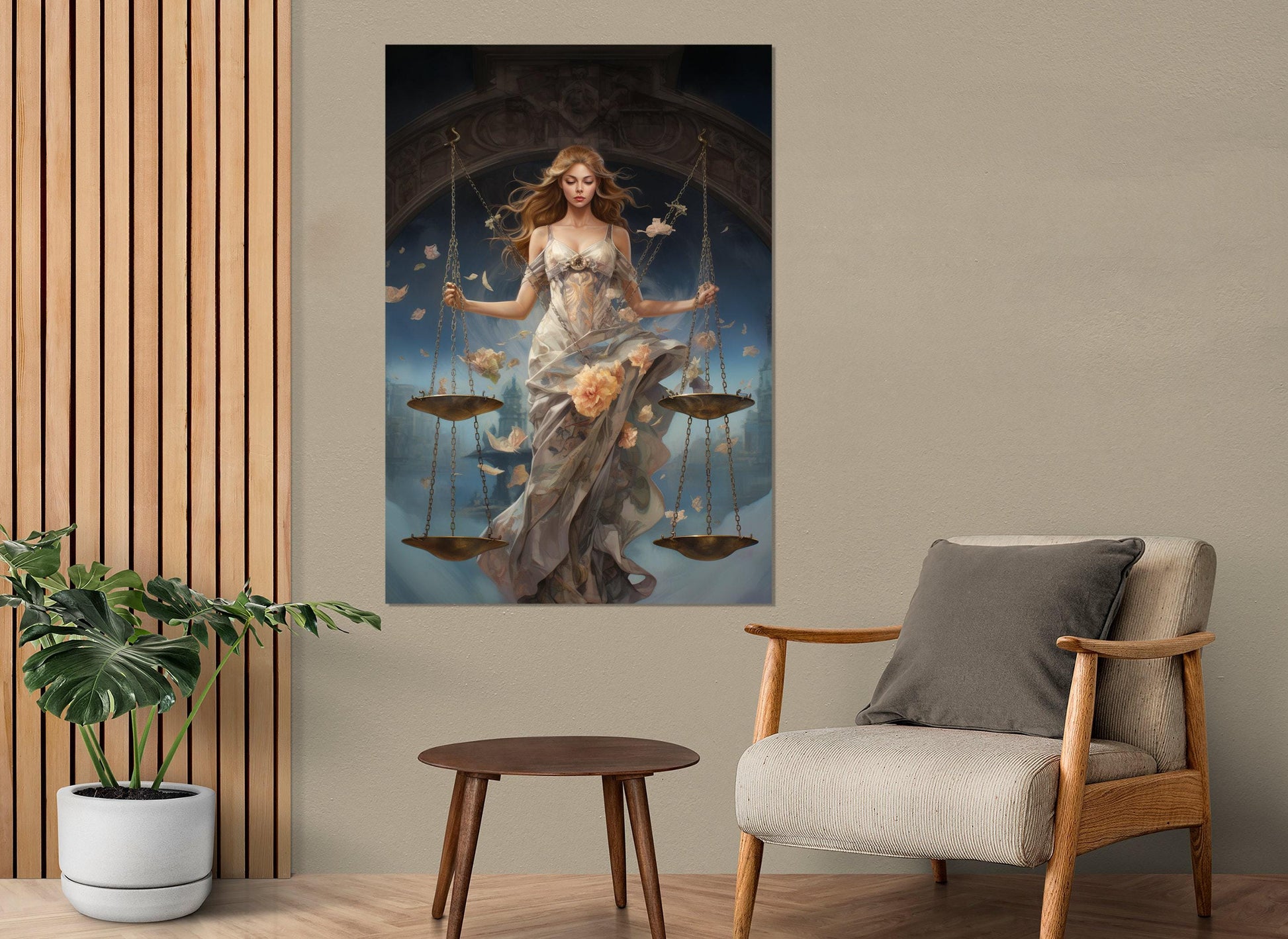 Libra Canvas Print – Zodiac Wall Art Framed, Gallery Wrapped Cotton Canvas