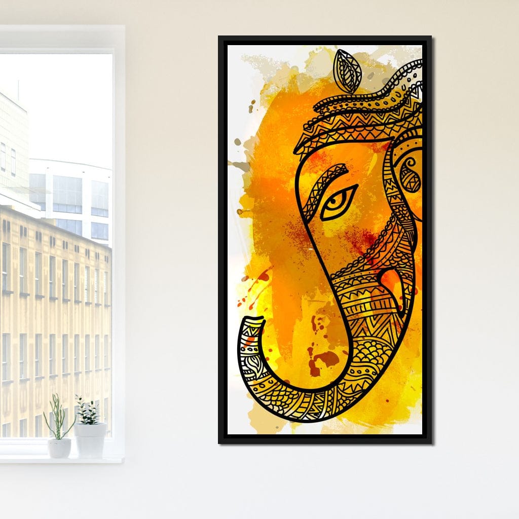Lord Ganesha in Yellow Canvas Wall Art
