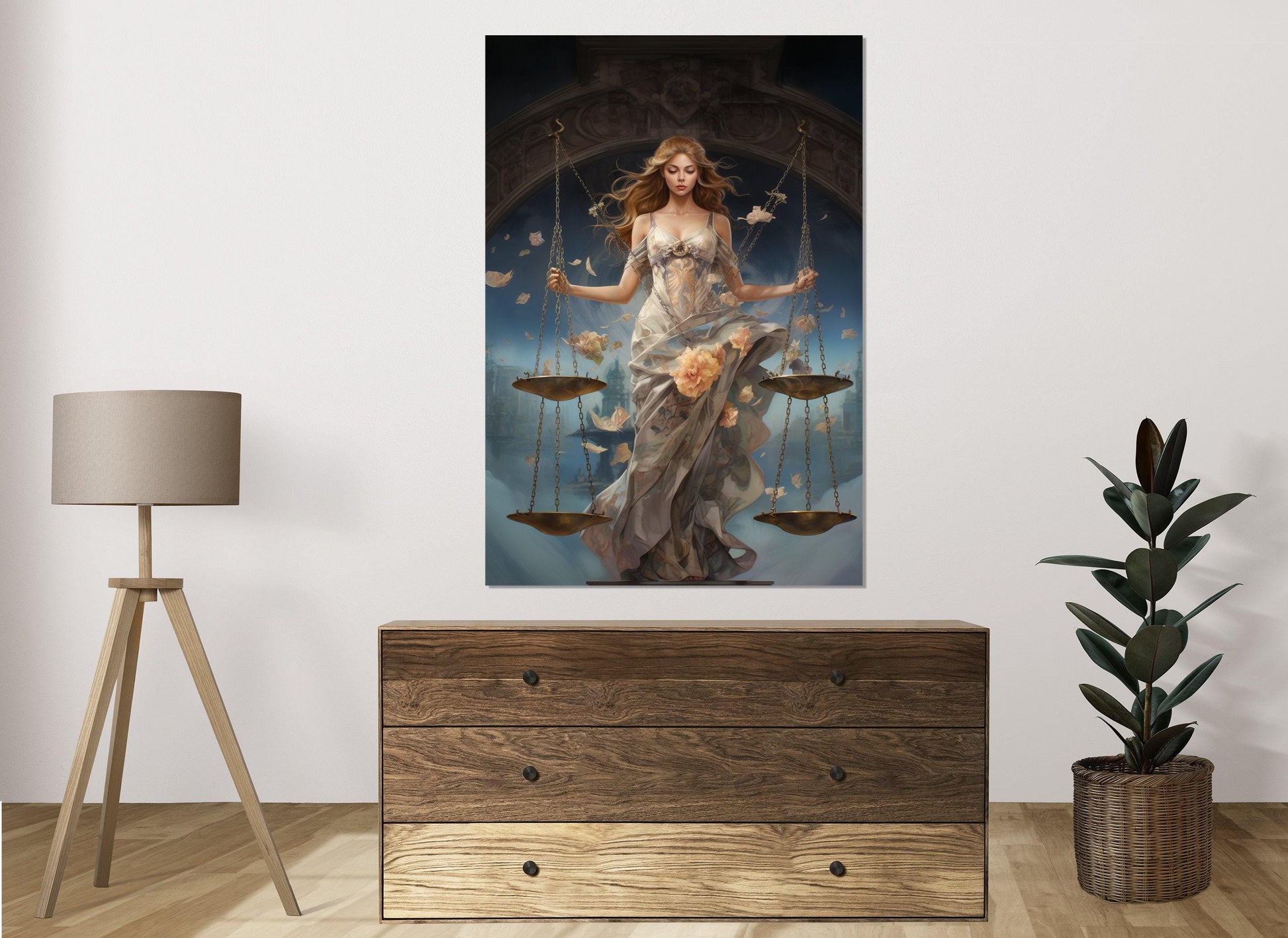 Libra Canvas Print – Zodiac Wall Art Framed, Gallery Wrapped Cotton Canvas