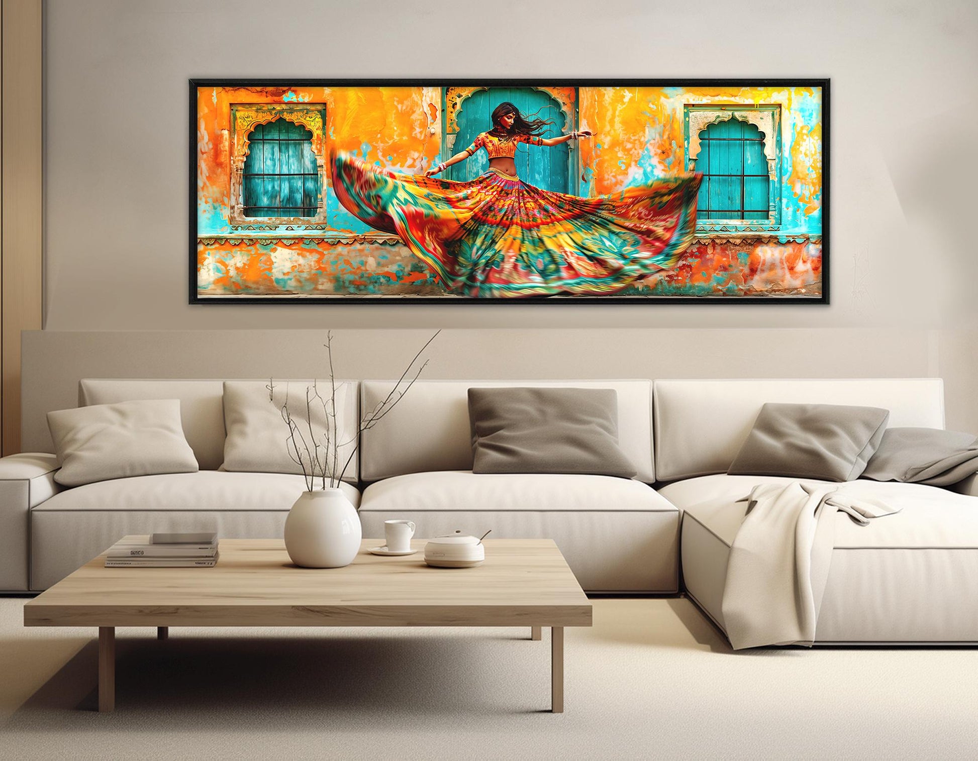 Indian Dancing Canvas – Colorful Rajasthan Wall Art | Framed Cotton Canvas Print
