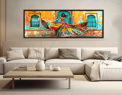 Indian Dancing Canvas – Colorful Rajasthan Wall Art | Framed Cotton Canvas Print