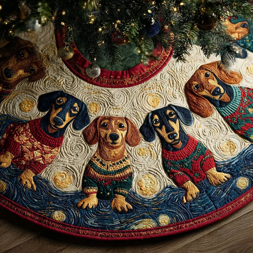 Dachs Starry Sweater Christmas Quilted Tree Skirt