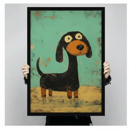 Retro Dachshund Canvas Wall Art Print