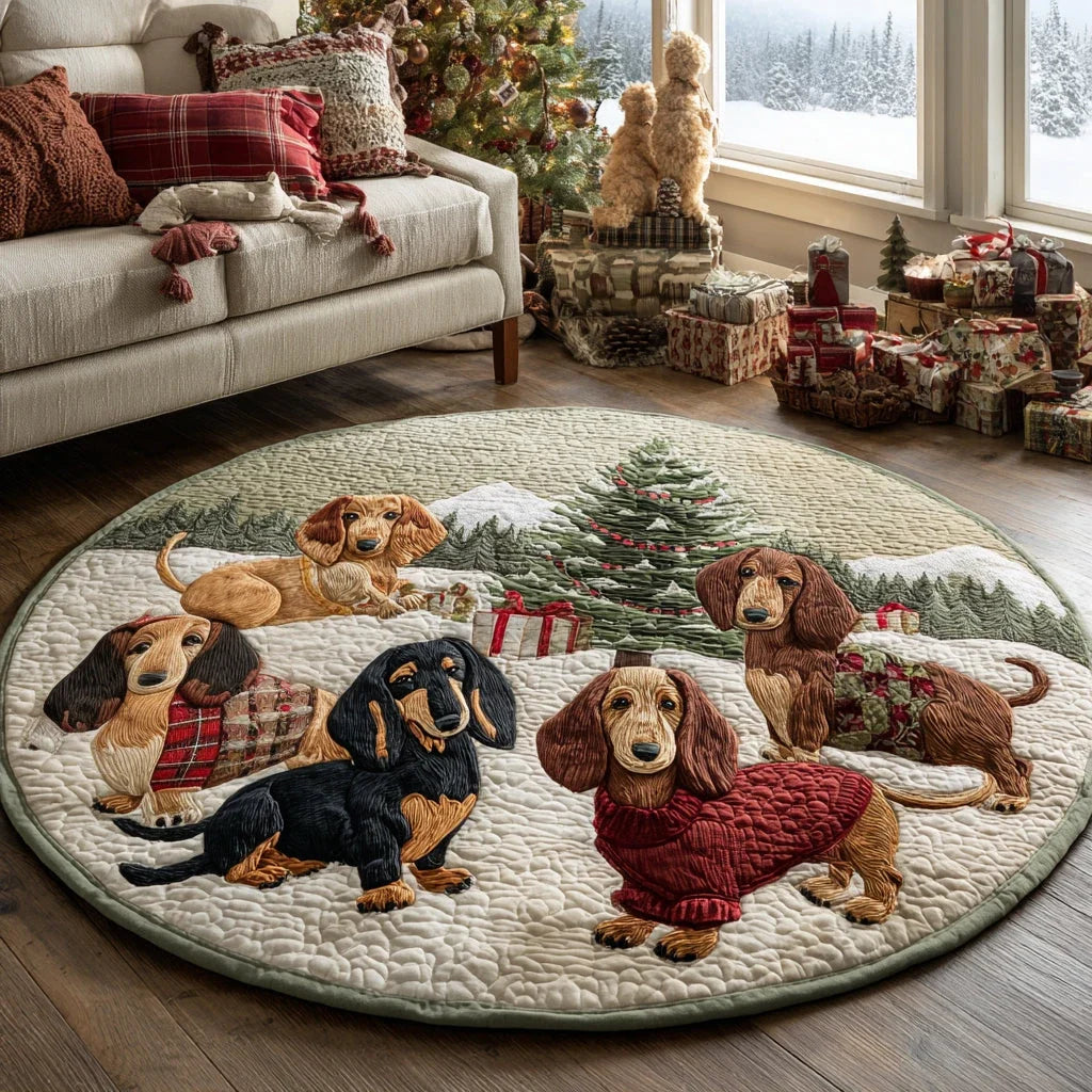 Dachshund Cheer Quilted Round Mat