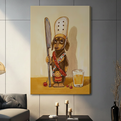 Dachshund Chef Sausage Dog Canvas Wall Art
