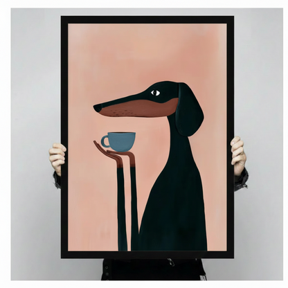 Dachshund Coffee Canvas Wall Art Print