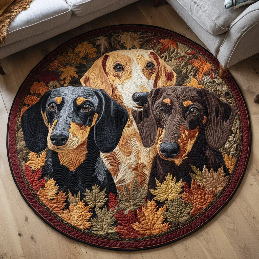 Dachshund Domain Quilted Round Mat