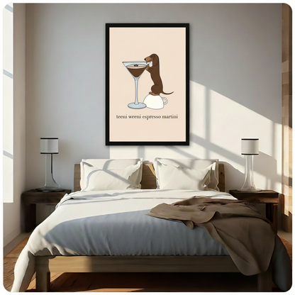 Dachshund Espresso Martini Funny Canvas Wall Art