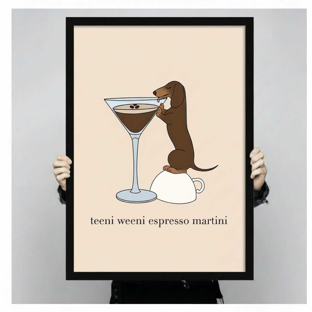 Dachshund Espresso Martini Funny Canvas Wall Art