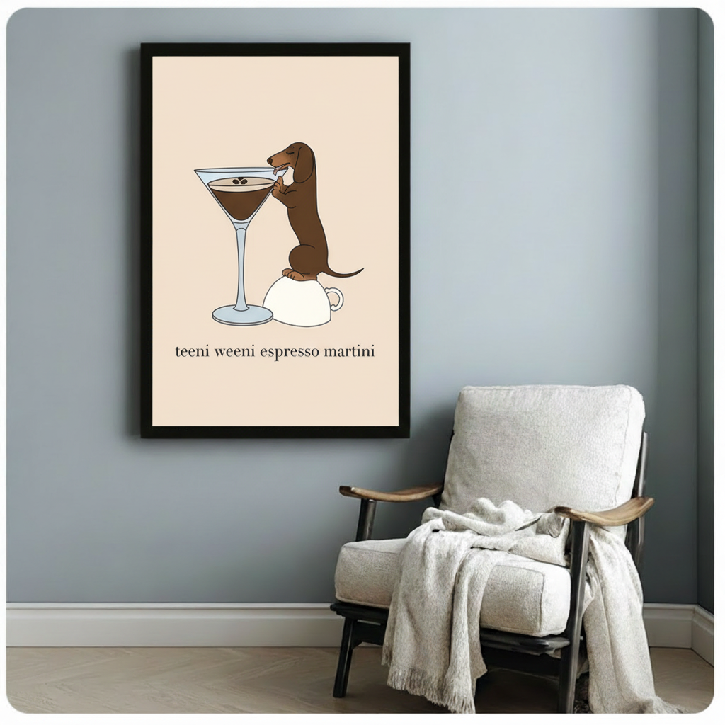 Dachshund Espresso Martini Funny Canvas Wall Art
