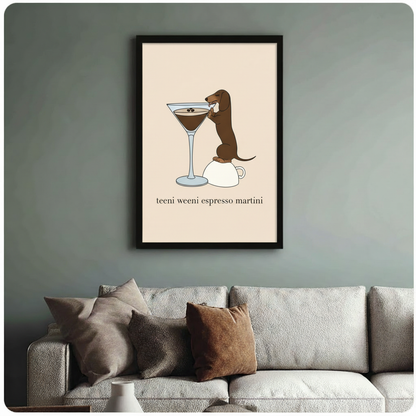 Dachshund Espresso Martini Funny Canvas Wall Art