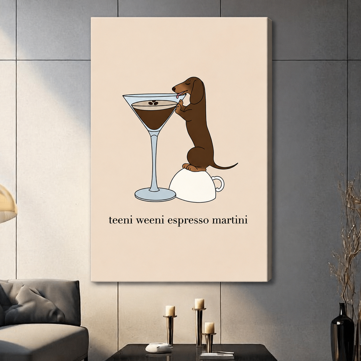 Dachshund Espresso Martini Funny Canvas Wall Art