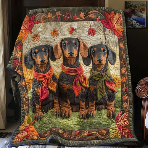 Dachshund Fall Quilt Blanket