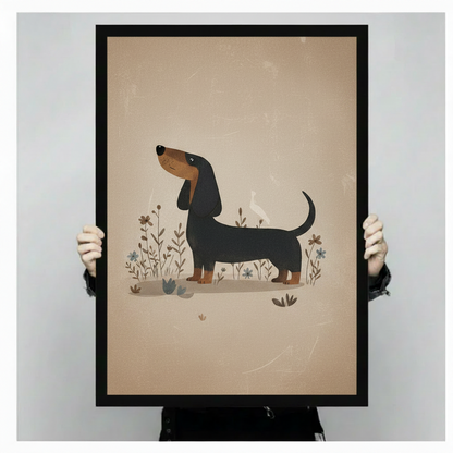 Retro Dachshund Minimalist Dog Canvas Wall Art