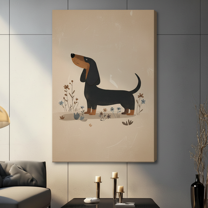 Retro Dachshund Minimalist Dog Canvas Wall Art