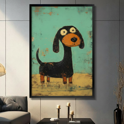 Retro Dachshund Canvas Wall Art Print