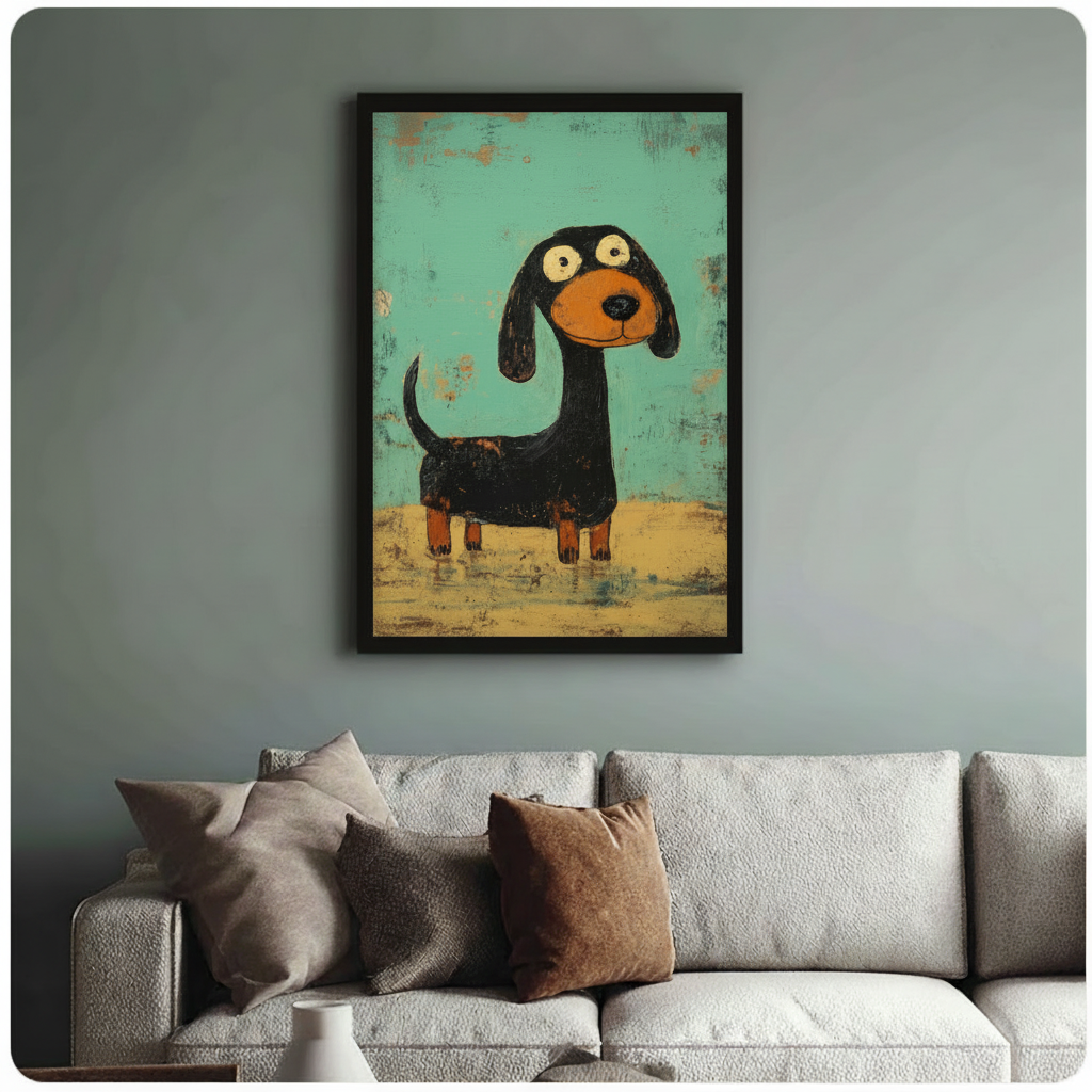 Retro Dachshund Canvas Wall Art Print