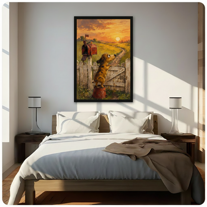 Dachshund Sunset Farmhouse Canvas Wall Art