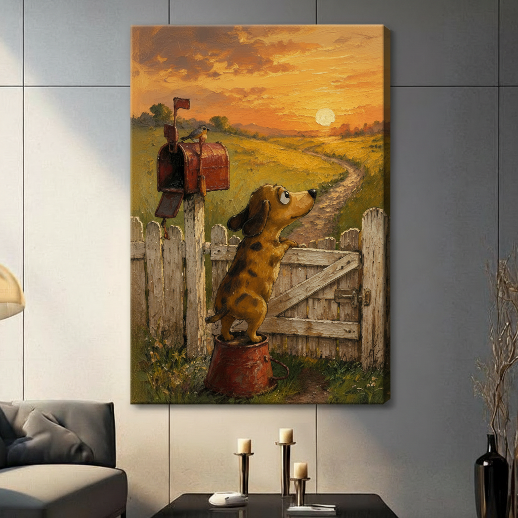 Dachshund Sunset Farmhouse Canvas Wall Art