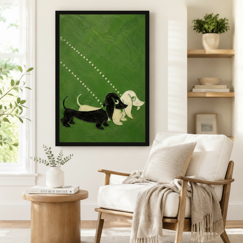 Two Dachshunds Love Canvas Wall Art