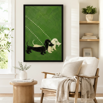 Two Dachshunds Love Canvas Wall Art