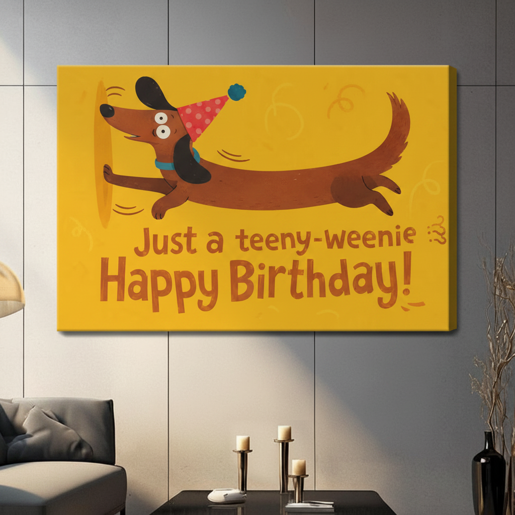 Birthday Dachshund Funny Canvas Wall Art