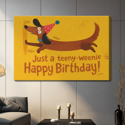 Birthday Dachshund Funny Canvas Wall Art