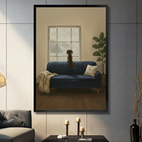 Dachshund Blue Sofa Rainy Window Canvas Art Wall Art