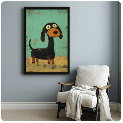 Retro Dachshund Canvas Wall Art Print