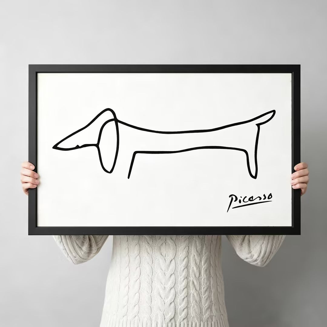 Picasso Dachshund Minimalist Line Art Canvas Wall Art