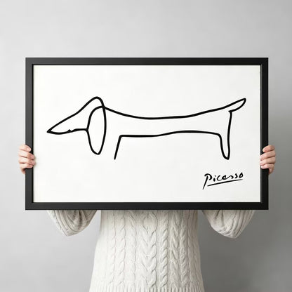 Picasso Dachshund Minimalist Line Art Canvas Wall Art