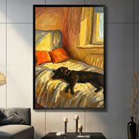 Van Gogh Style Sleeping Dog Canvas Art Wall Art
