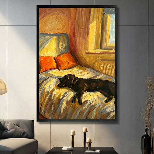 Van Gogh Style Sleeping Dog Canvas Art Wall Art