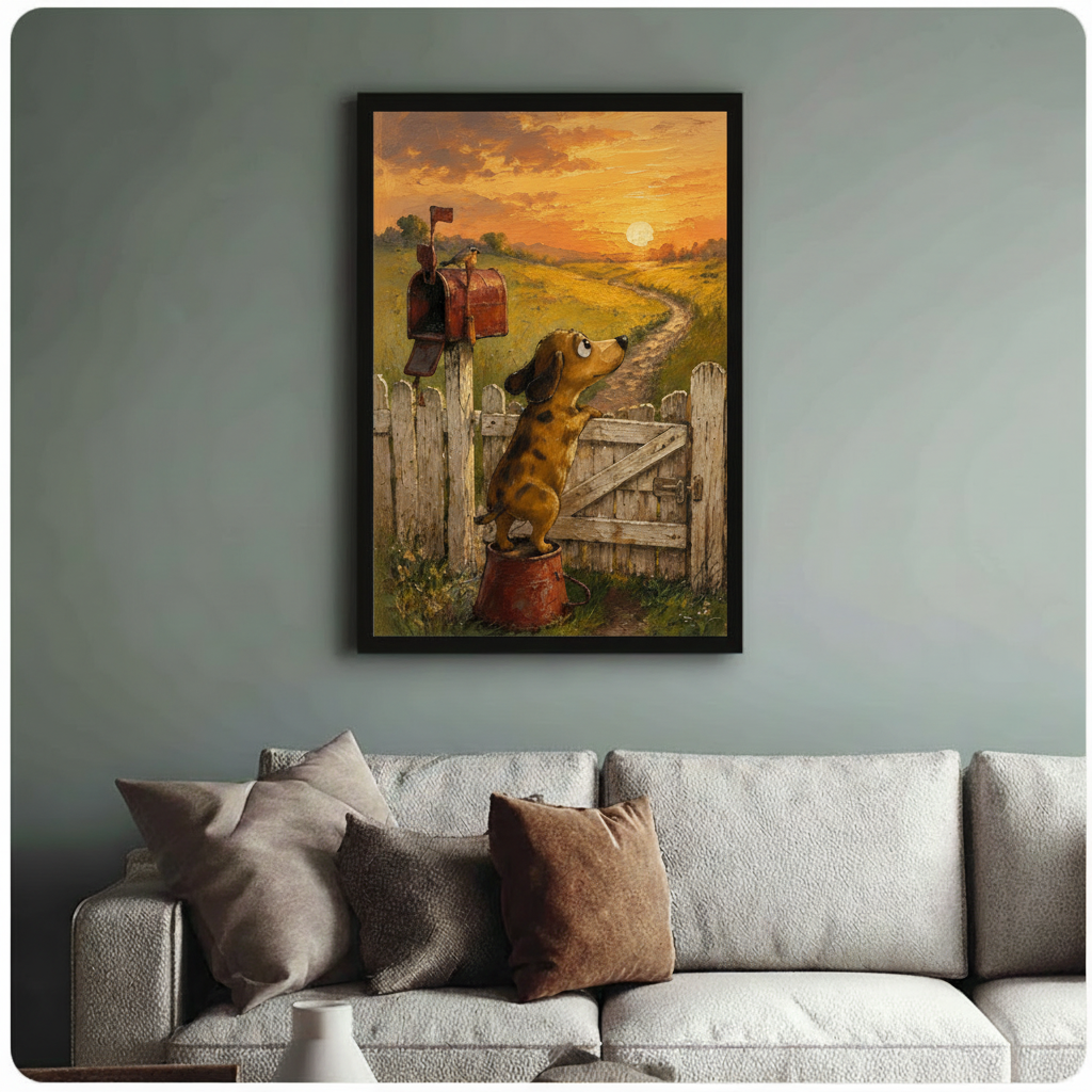 Dachshund Sunset Farmhouse Canvas Wall Art