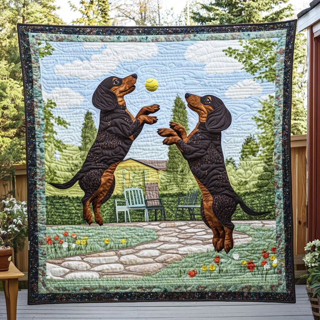 Dachshund Time Quilt Blanket