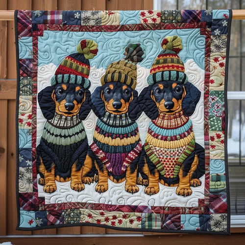Dachshund Trio Quilt Blanket