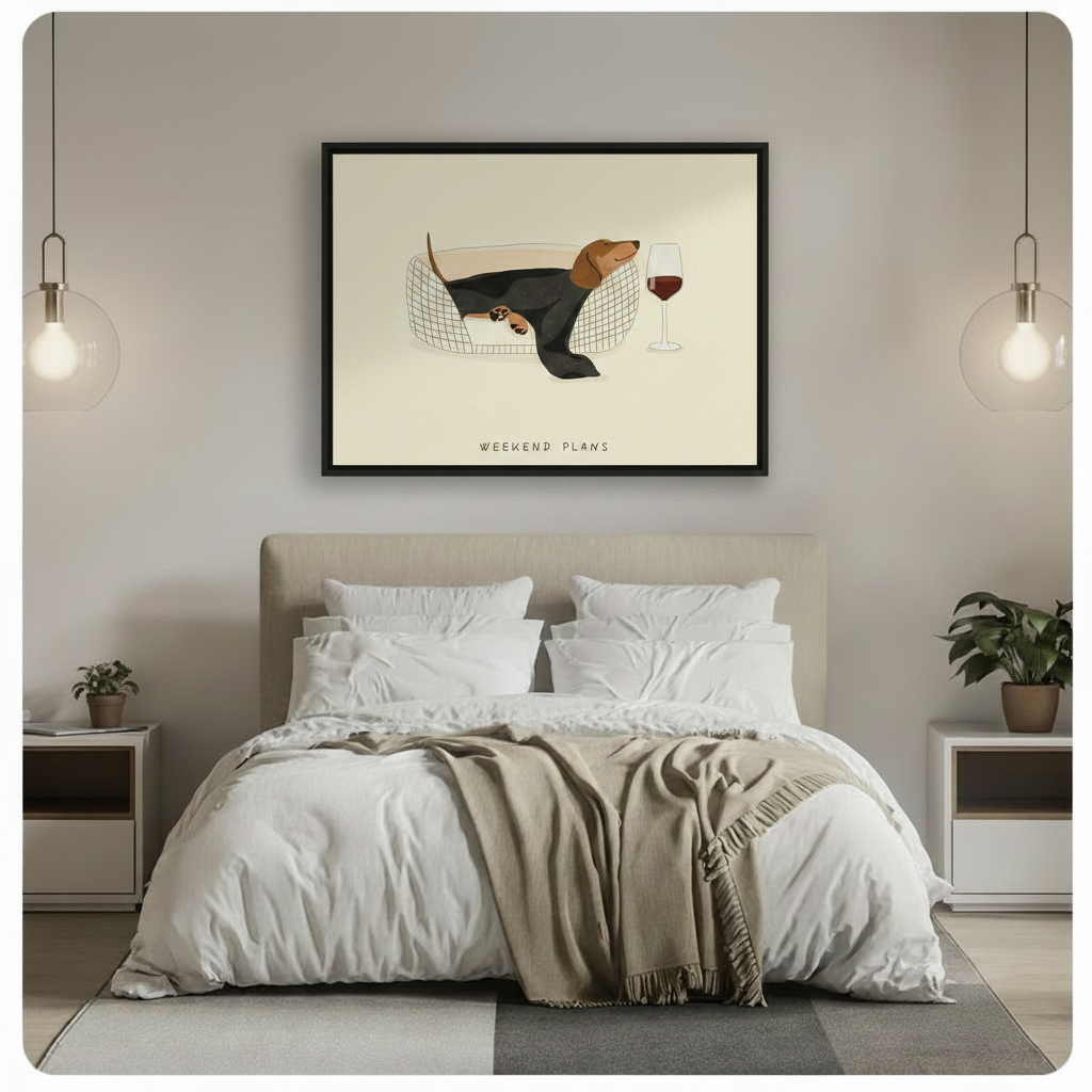Dachshund Weekend Plans Funny Dog Canvas Art Wall Art