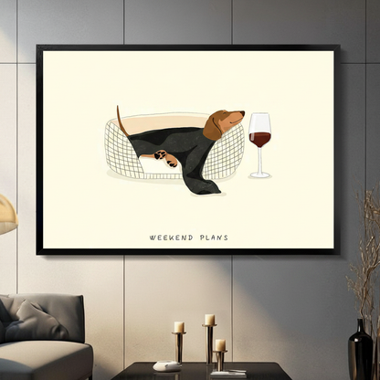Dachshund Weekend Plans Funny Dog Canvas Art Wall Art