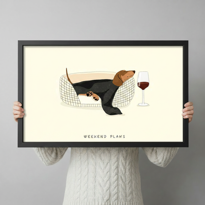Dachshund Weekend Plans Funny Dog Canvas Art Wall Art