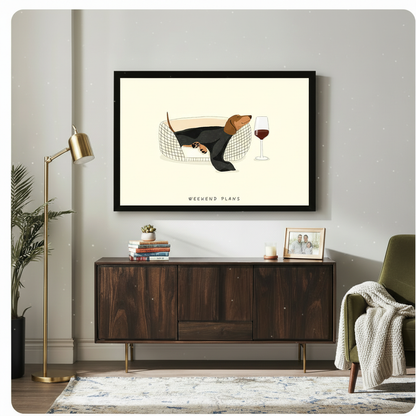 Dachshund Weekend Plans Funny Dog Canvas Art Wall Art